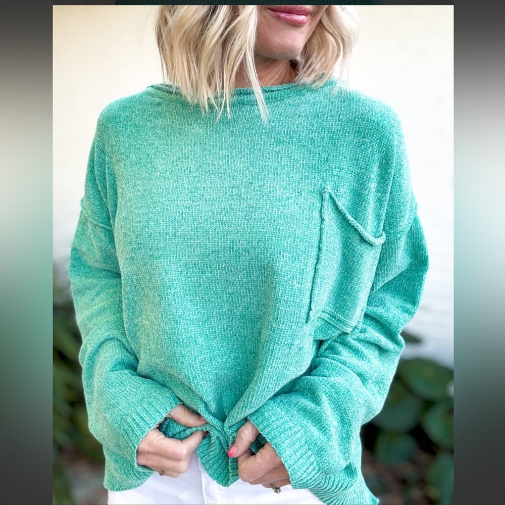Chic Mint Green Cowl Neck Sweater
